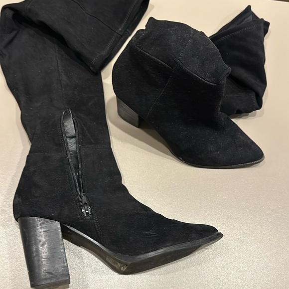 Over the Knee Suede Black Boot - Picture 1 of 3